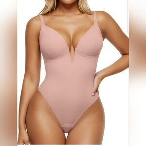 Popilush Women's Skin Corset Deep V Shapewear Tummy Conyrol Bodysuit Size Large